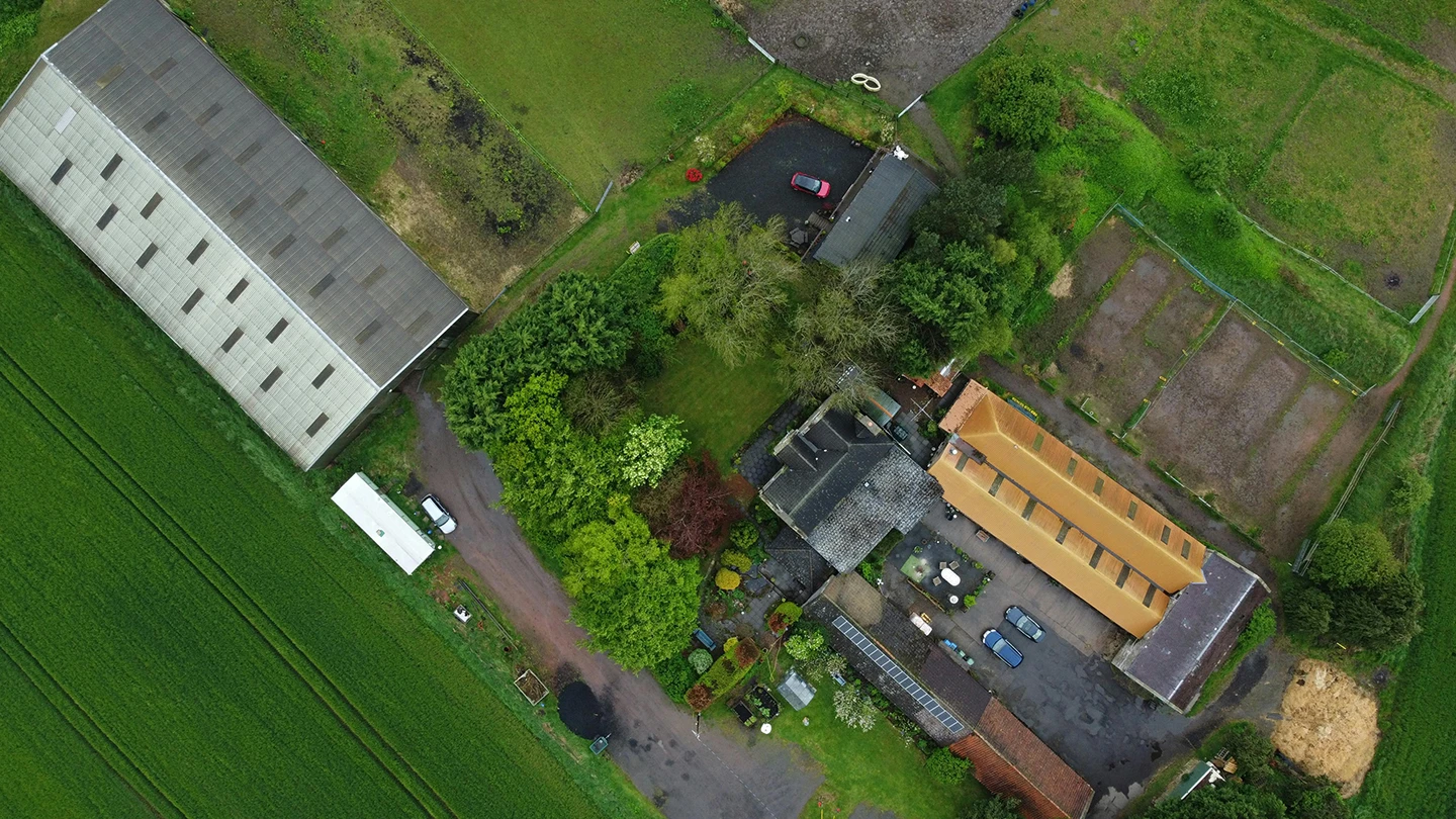Aerial view of farm