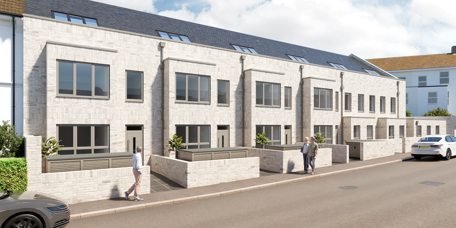 Terraced housing development with commercial units - West Sussex