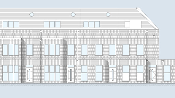 Terraced housing development with commercial units - West Sussex